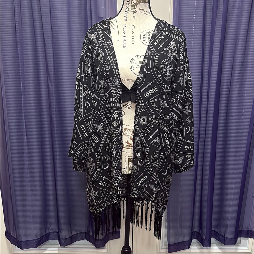 Black Patterned Women's Robe
